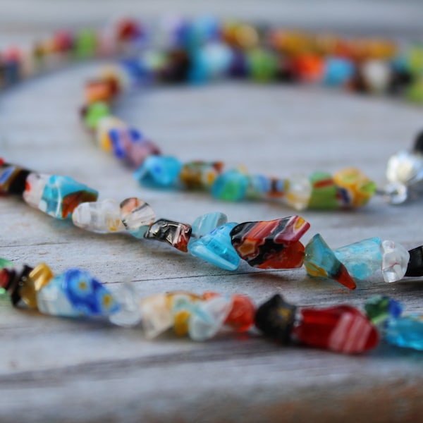 Cadena para gafas Millefiori, cordón con cuentas de colores