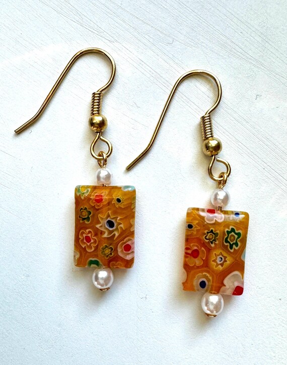Yellow Millefiori Earrings