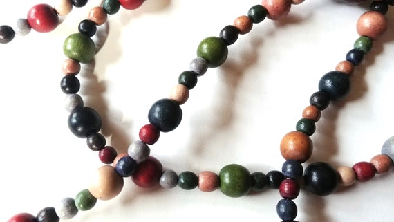 Wood Bead Boho Necklace, Long Earth Tone Necklace