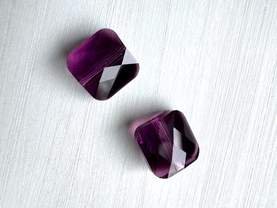 Crystal Amethyst Square 8mm Flat Swarovski Pack of 2