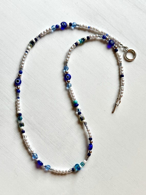 Evil Eye Asymmetrical Bead Necklace