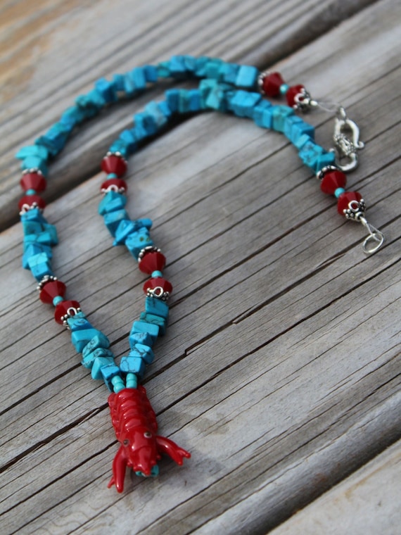 Lobster Necklace, Ocean Sea Life Jewelry, Beach Necklace, Lobster Gift Idea