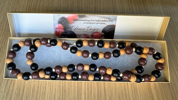 Round Wood Earth Tones Bead Necklace in Earth Tones