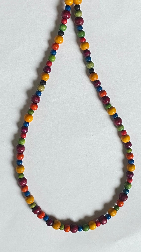 ID Badge Lanyard, Colorful Wood Beads