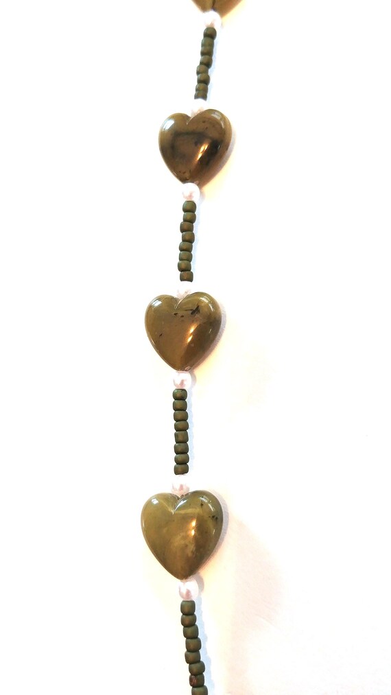 Heart Eyeglass Chain, Bead Chain for Glasses, khaki green