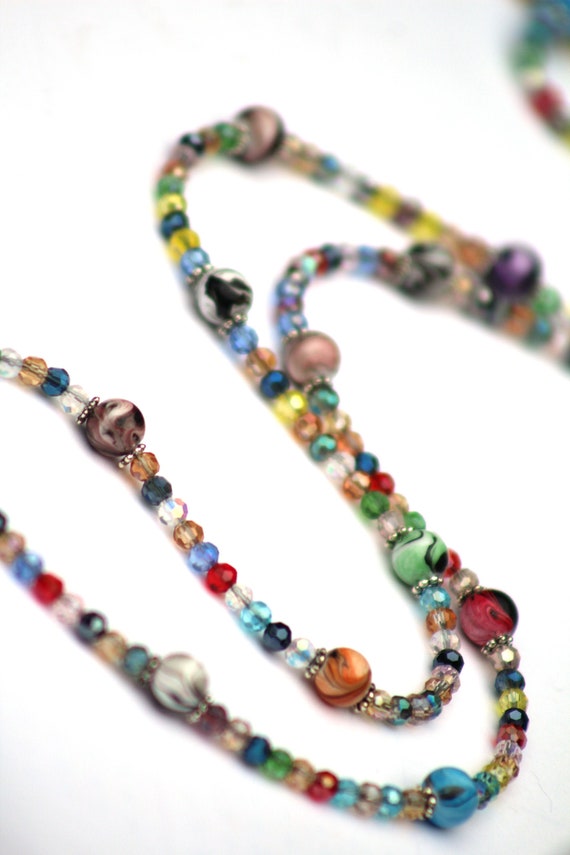 Eyeglass Necklace, Colorful Bead Crystal Eyeglasses Chain
