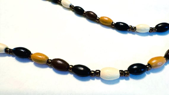 Wood Bead Fall Necklace, Natural Brown Tones