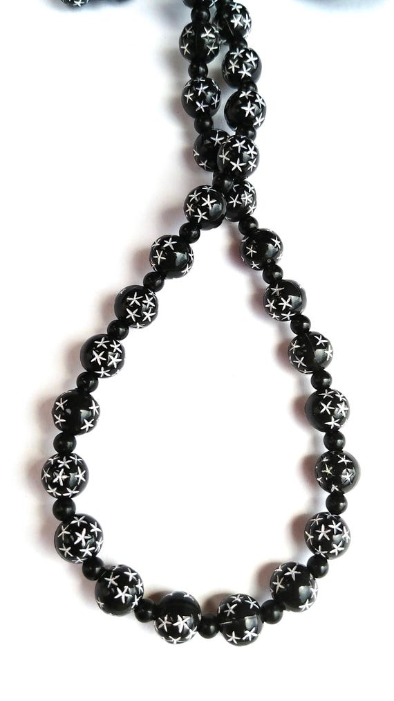 Black and Silver Bead Eyeglass Necklace, Bead Lanyard for glasses