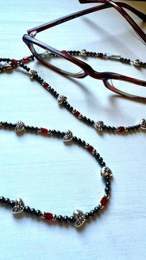 Bead Chain for Reading glasses, Black Eyeglass Chain