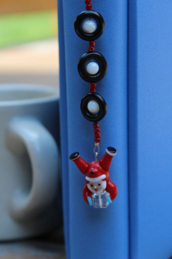 Sterling Silver Plated Christmas Bookmark: Santa with Austrian Crystal Gift