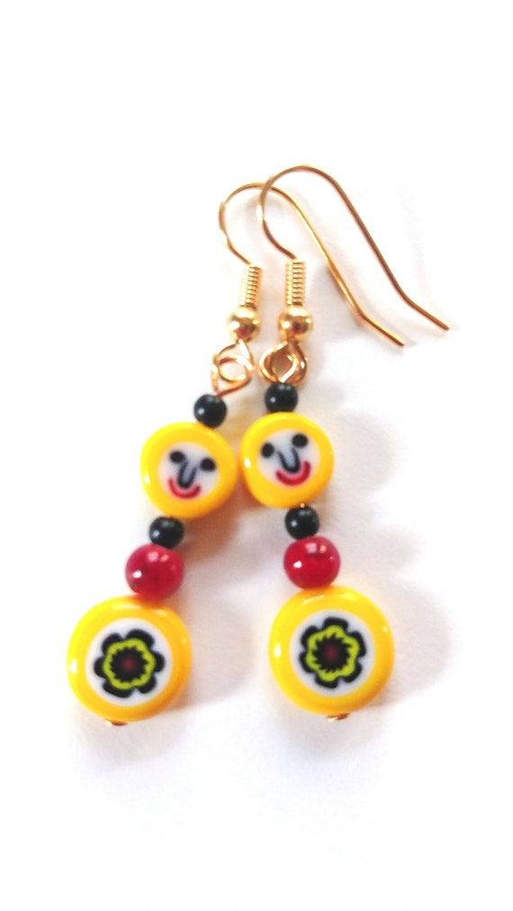 Smiley Face Yellow Earrings