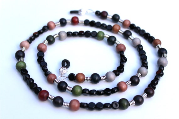 Eyeglass Chain, Black Chain for Glasses, Bead Holder, Unisex Chain