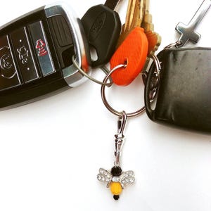 Zipper Pull, Bee Charm Dangle on Swivel Clip, Keychain Lanyard Charm