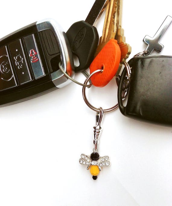 Zipper Pull, Bee Charm Dangle on Swivel Clip, Keychain Lanyard Charm