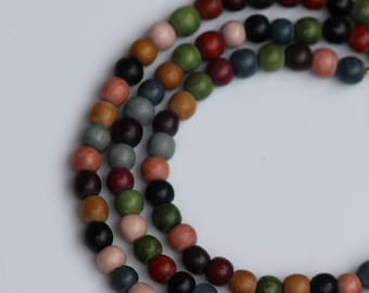 Fall Colors Accessory, Earth Tone Eyeglass Chain, Wood Bead Chain For Glasses Holder