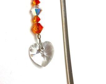 Heart Bookmark, Crystal Charm, Bookworm Gift Idea for Her