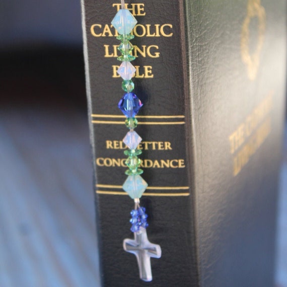 Crystal Bookmark, Religious Cross Gift Idea, Bible Gift, Religion Teacher, Confirmation Present, First Holy Communion