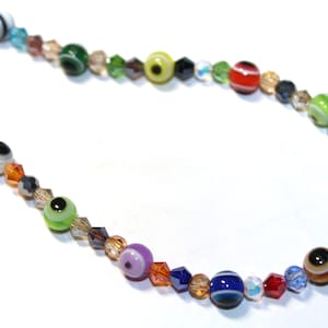 Evil Eye Colorful Glass Bead Eyeglass Chain Necklace