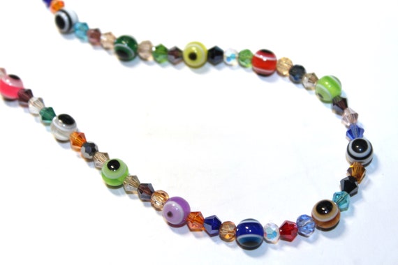 Evil Eye Colorful Glass Bead Eyeglass Chain Necklace