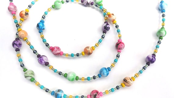 Color Wave Eyeglass Chain, Colorful Rainbow Necklace for Glasses