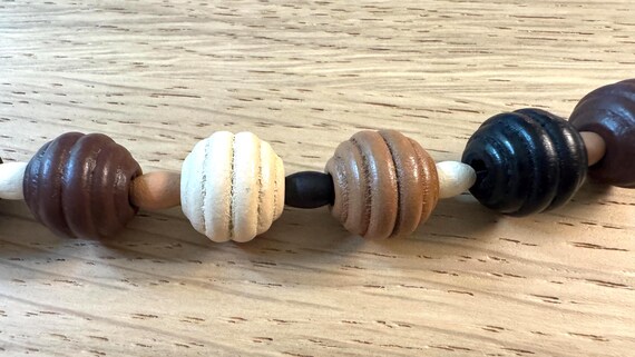 Chunky Fall Necklace with Wood Beads, Brown Earth Tones