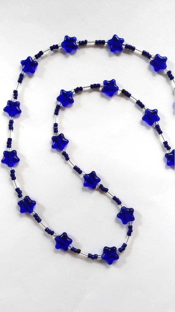 Blue Eyeglass Chain with Stars, Necklace for Glasses