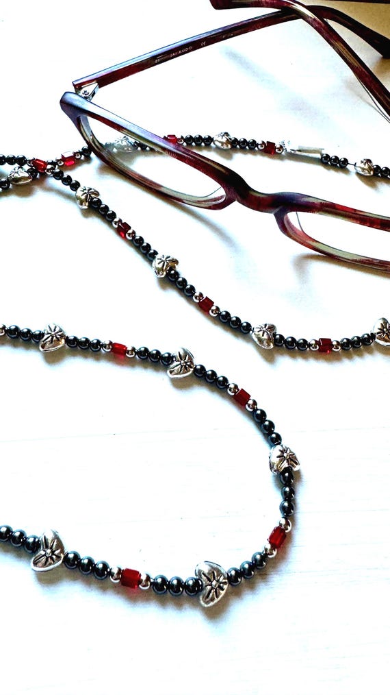 Bead Chain for Reading glasses, Black Eyeglass Chain