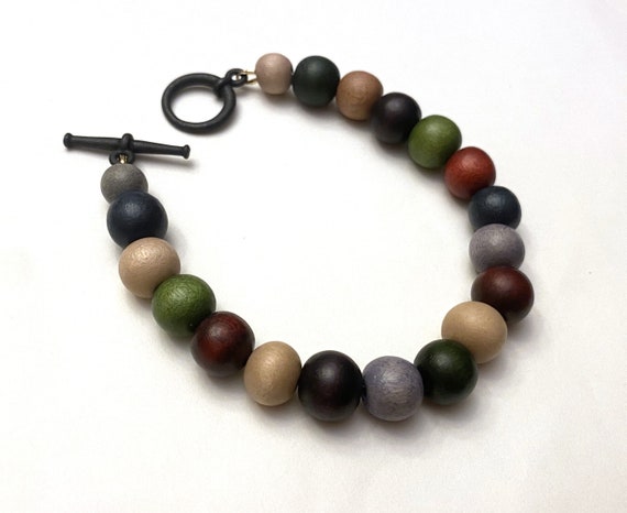 Fall Bracelet, Large Chunky Bead Autumn Jewelry, Earth Tones