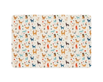 Tapete para tazón de comida para perros de primera calidad - Tapete antideslizante para alimentación de mascotas - Impermeable y fácil de limpiar - Diseño antiderrames - Tapete para mascotas duradero y elegante (12x18)