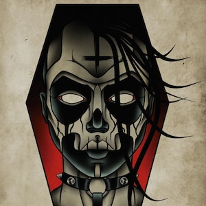 Dead Inside, Lady, Neo-Traditional Tattoo Flash, Old School, Art Print 12x16