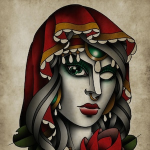 Call Of The Gypsy, tatuaje neotradicional, vieja escuela, impresión artística de 12 x 16