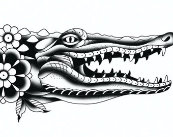 Crocodile Arm Tattoo NeoTraditional Style