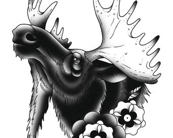 Moose Tattoo Etsy