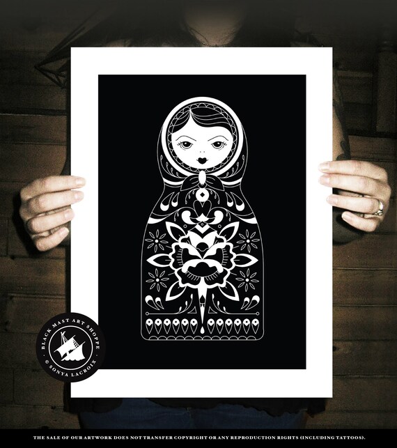 Russian Doll Tattoo Black And White