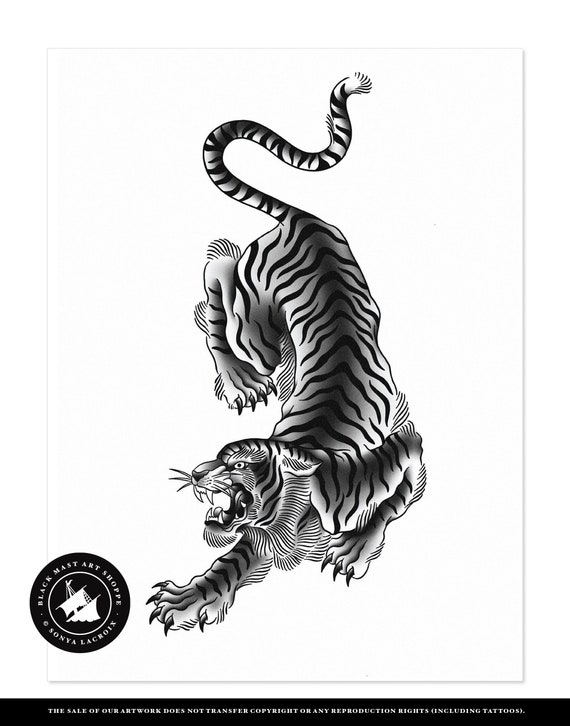 Japanese Tiger Crawling Tiger Traditional Tiger Flash Black - Etsy Australia Japanese Tiger Crawling Tiger Traditional Tiger Flash Black - Etsy Australia