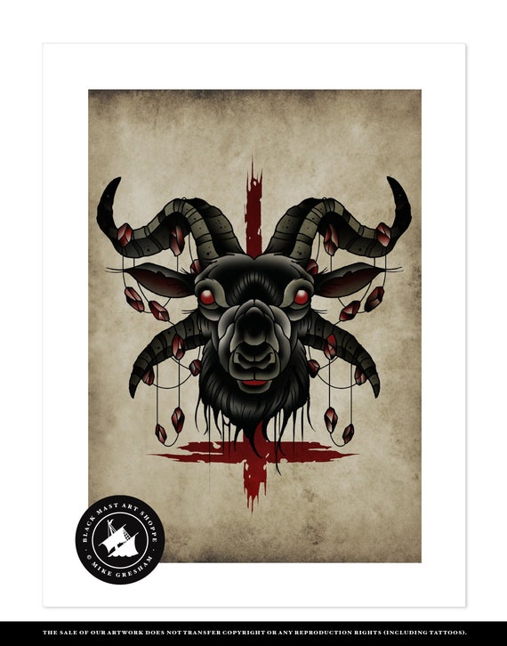 Satanic Goat Head Tattoo