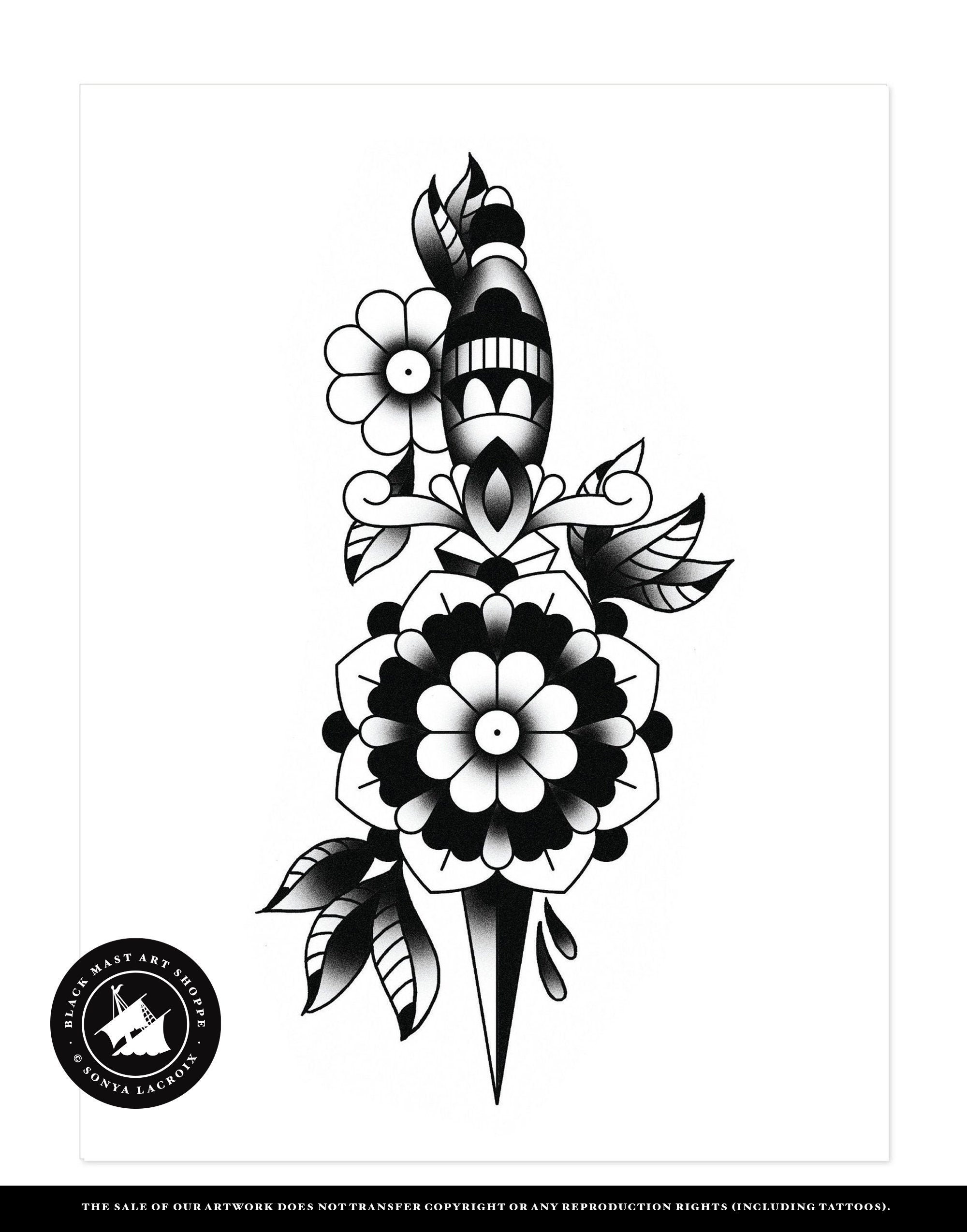 Tattoo Flash of Lotus Flowers