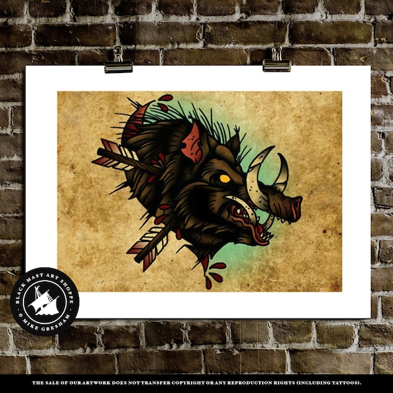 Japanese Wild Boar Tattoo