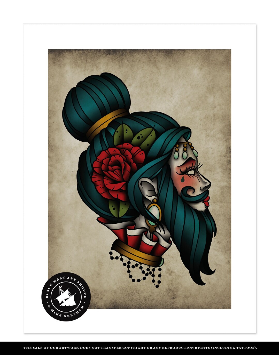 THEE OLD CIRCUS 花柄　チバユウスケ　rude gallery TATTO0 Parlor*circus Poster Print Tattoo Lady*great One
