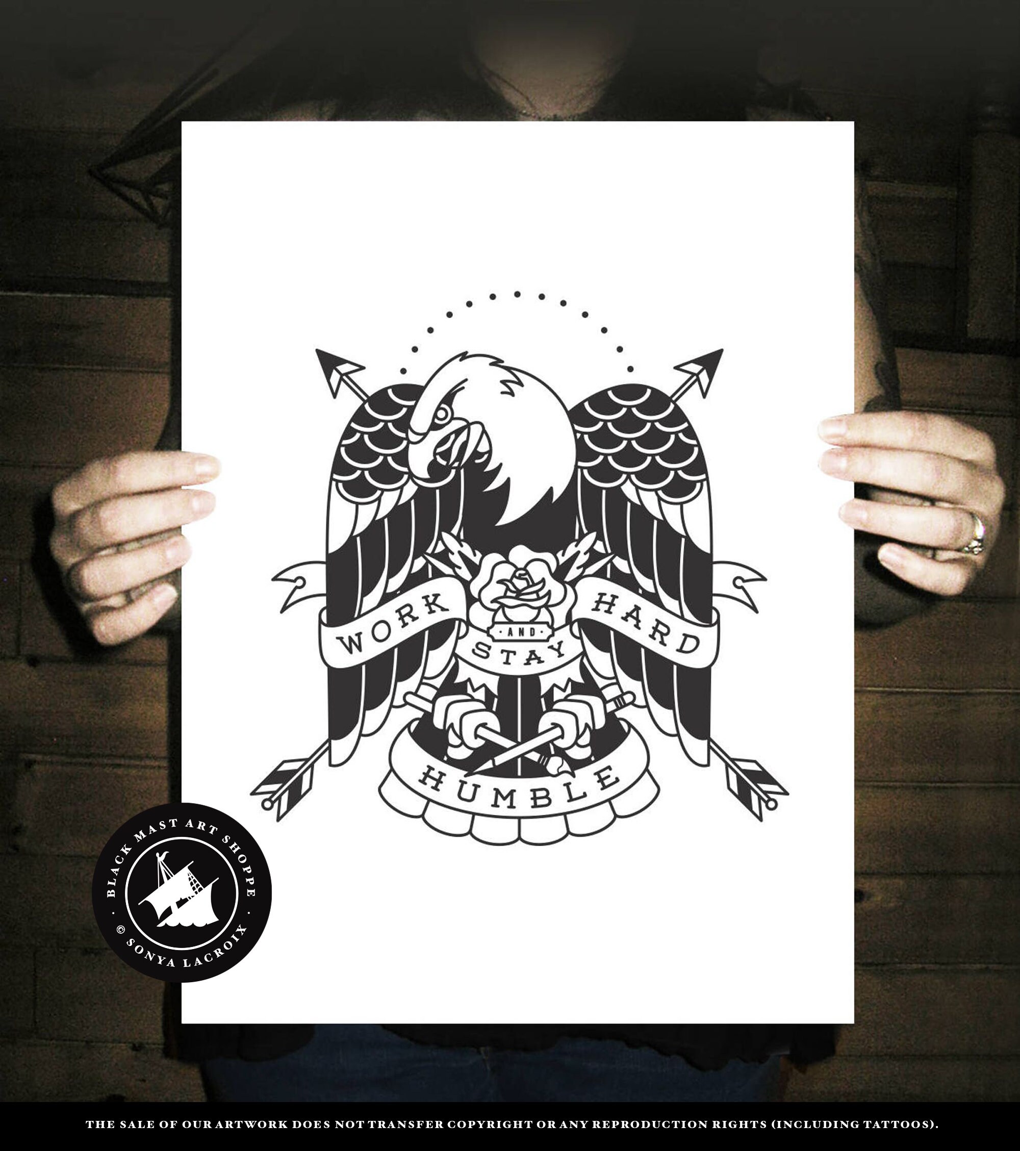 Work Hard & Stay Humble Eagle Arrows Neo-traditional Tattoo - Etsy Australia