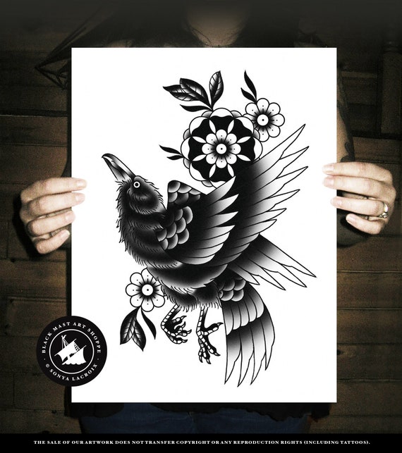 60+ Mysterious Raven Tattoos | Art and Design
