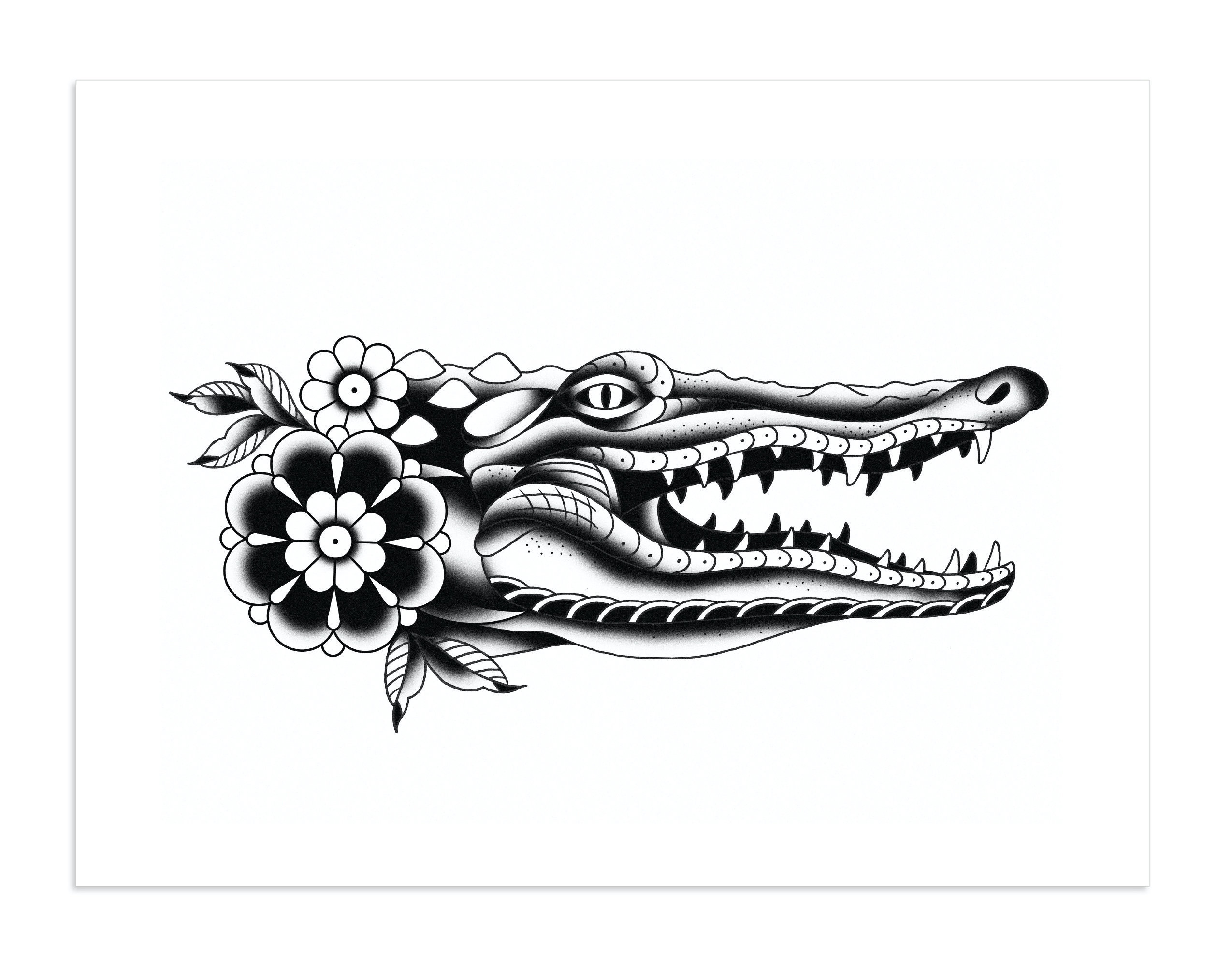Krokodil Krokodil Alligator Traditionelle Tattoo Flash Etsy