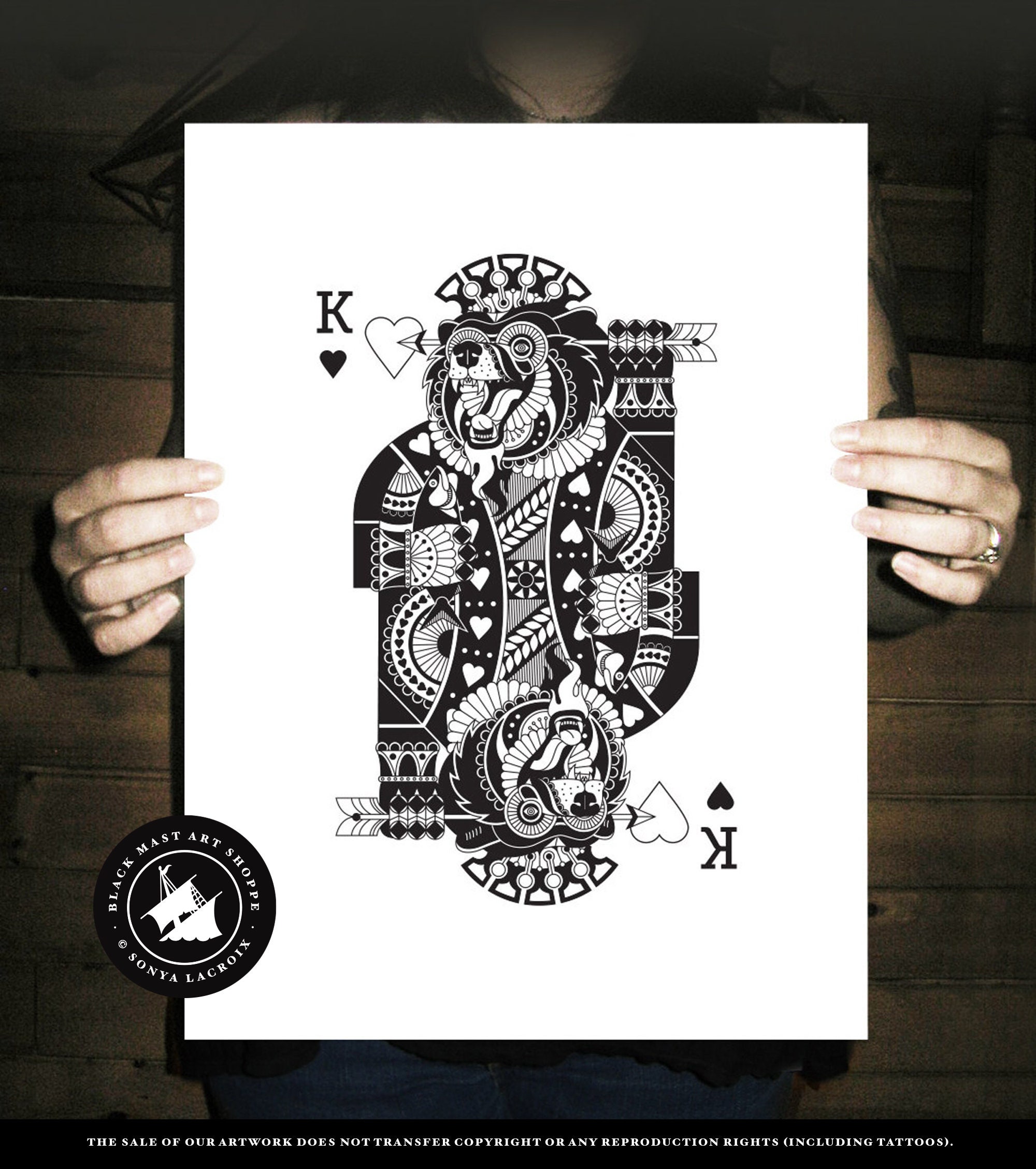 King of Hearts Face Card Set Naipes Blanco y Negro Etsy México