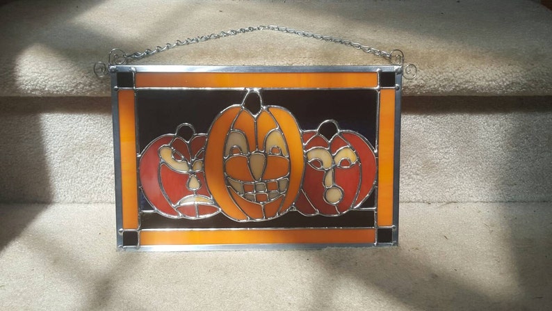 Stained Glass Pumpkins Trio | Etsy