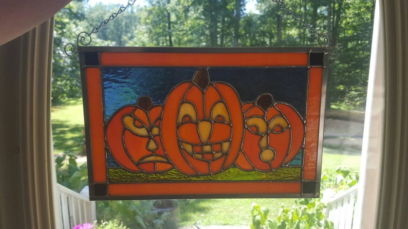 Stained Glass Pumpkins Trio | Etsy