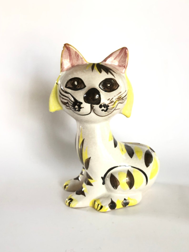 Vintage Italian Striped Cat Pottery Coin Bank - Etsy