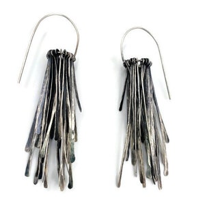 Sterling silver fringe statement earrings (E41)