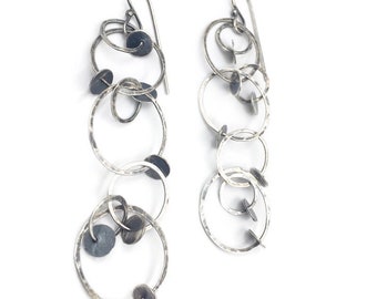 Sterling silver “sequin” link chain earrings