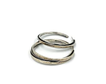 Forged sterling silver hoop earrings