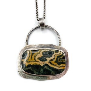 Ocean Jasper pendant on chain. OOAK